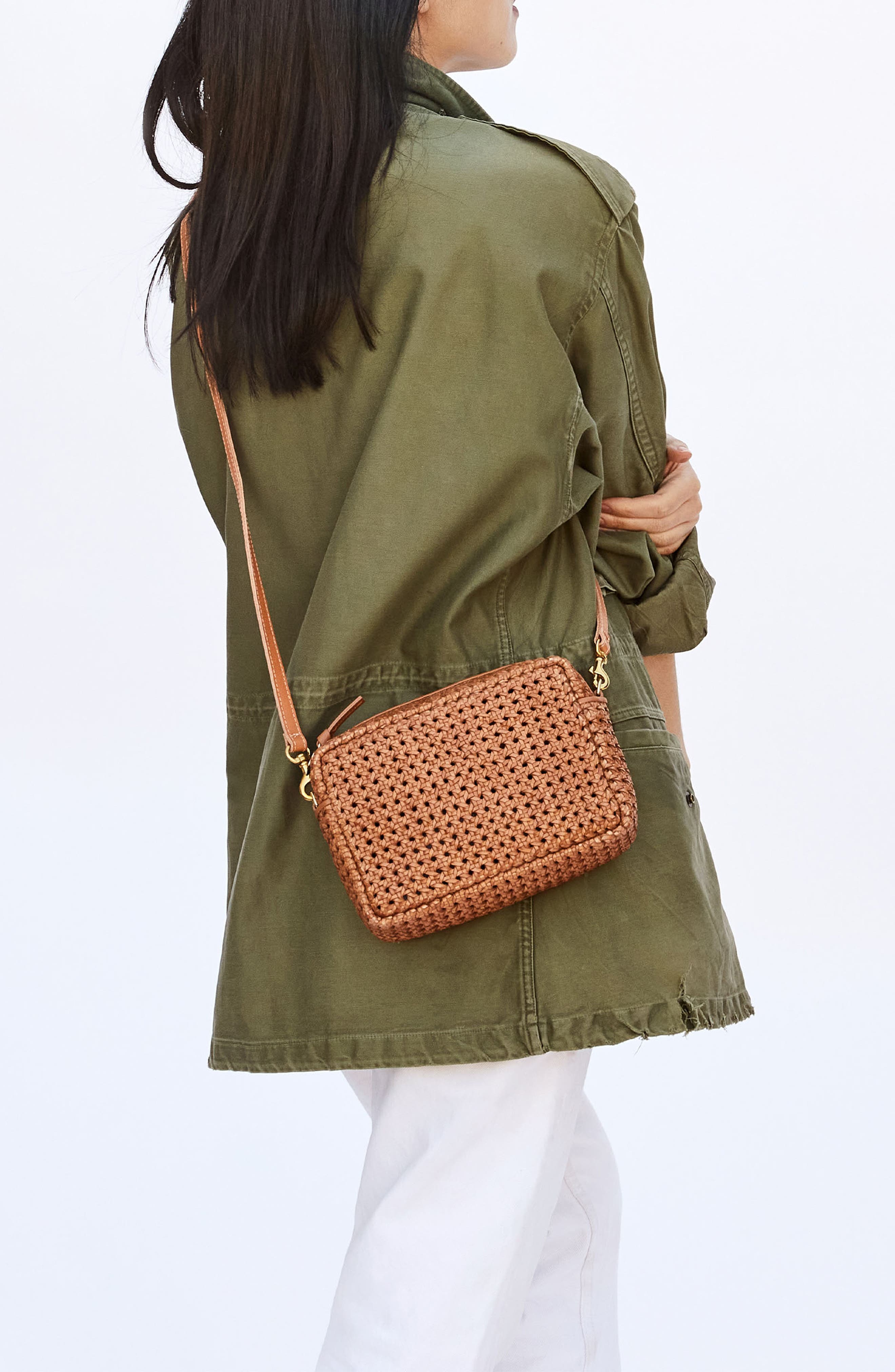 Clare V. Midi Sac Woven Leather Crossbody Bag, Alternate, color, 