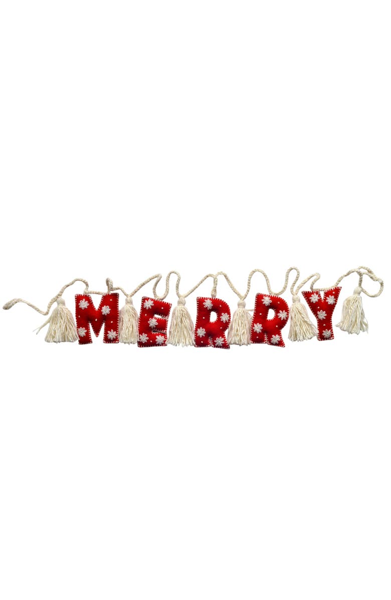 Melange Collection Merry Garland, Main, color, Red And Ivory