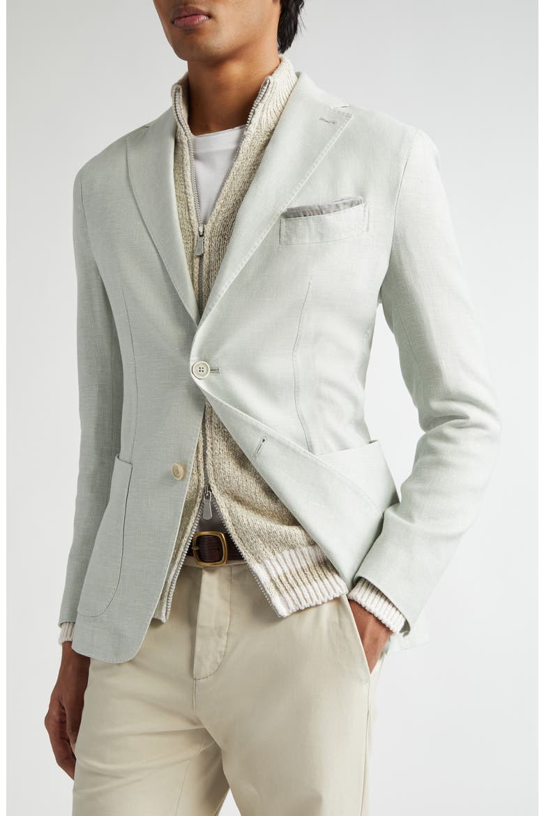 Unstructured Linen & Wool Blend Sport Coat, Alternate, color, 07 MILITARY GREEN