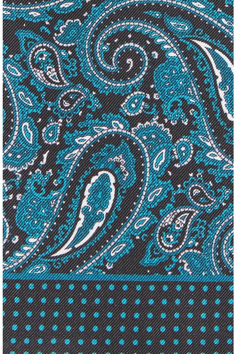 Aqua Paisley Silk Pocket Square, Alternate, color, AQUA