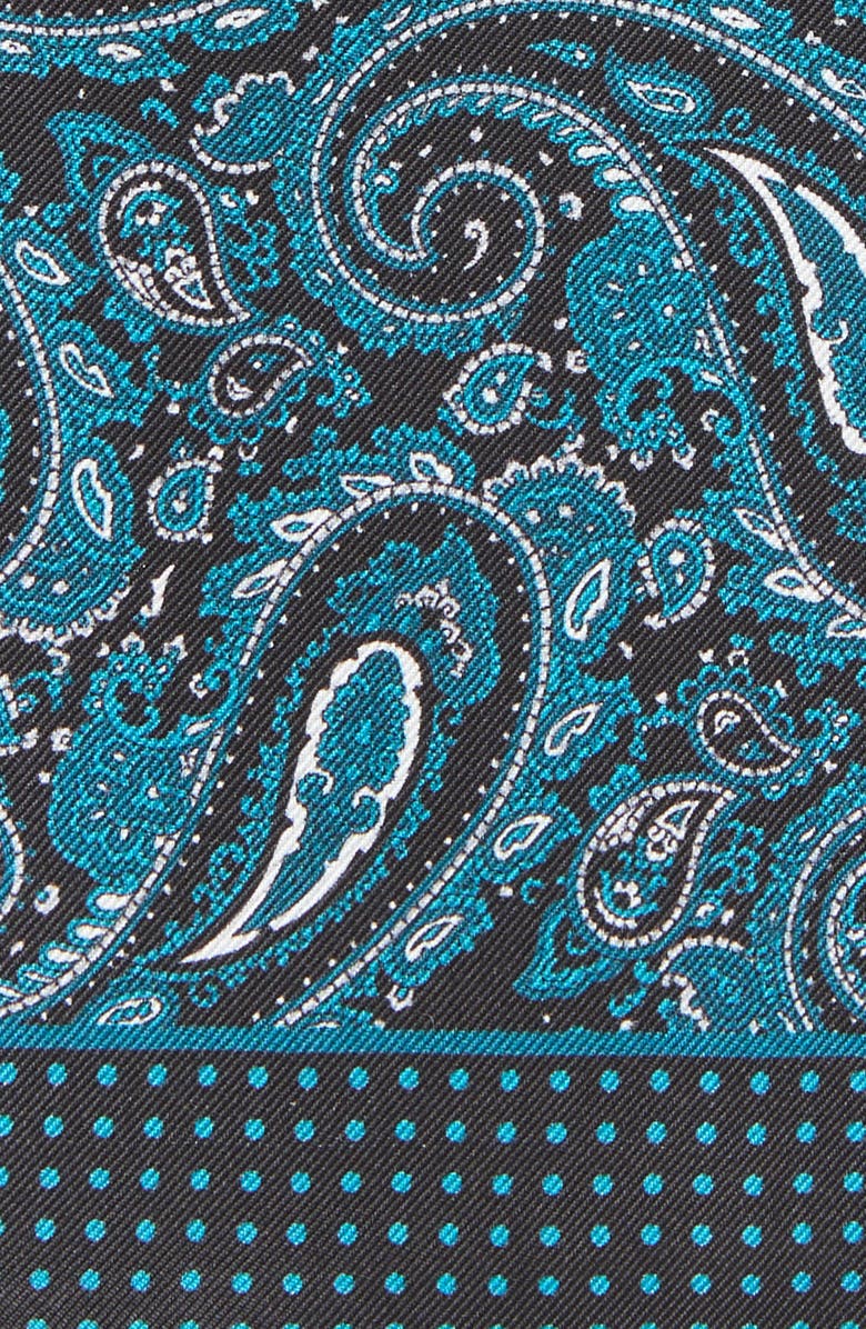 CLIFTON WILSON Aqua Paisley Silk Pocket Square, Alternate, color, Aqua