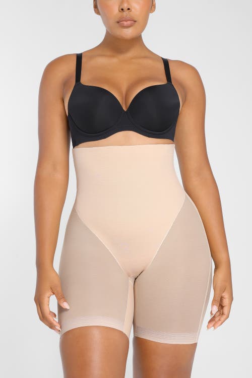 Shapellx Mesh Smooth Butt-lifting Shorts In Sand