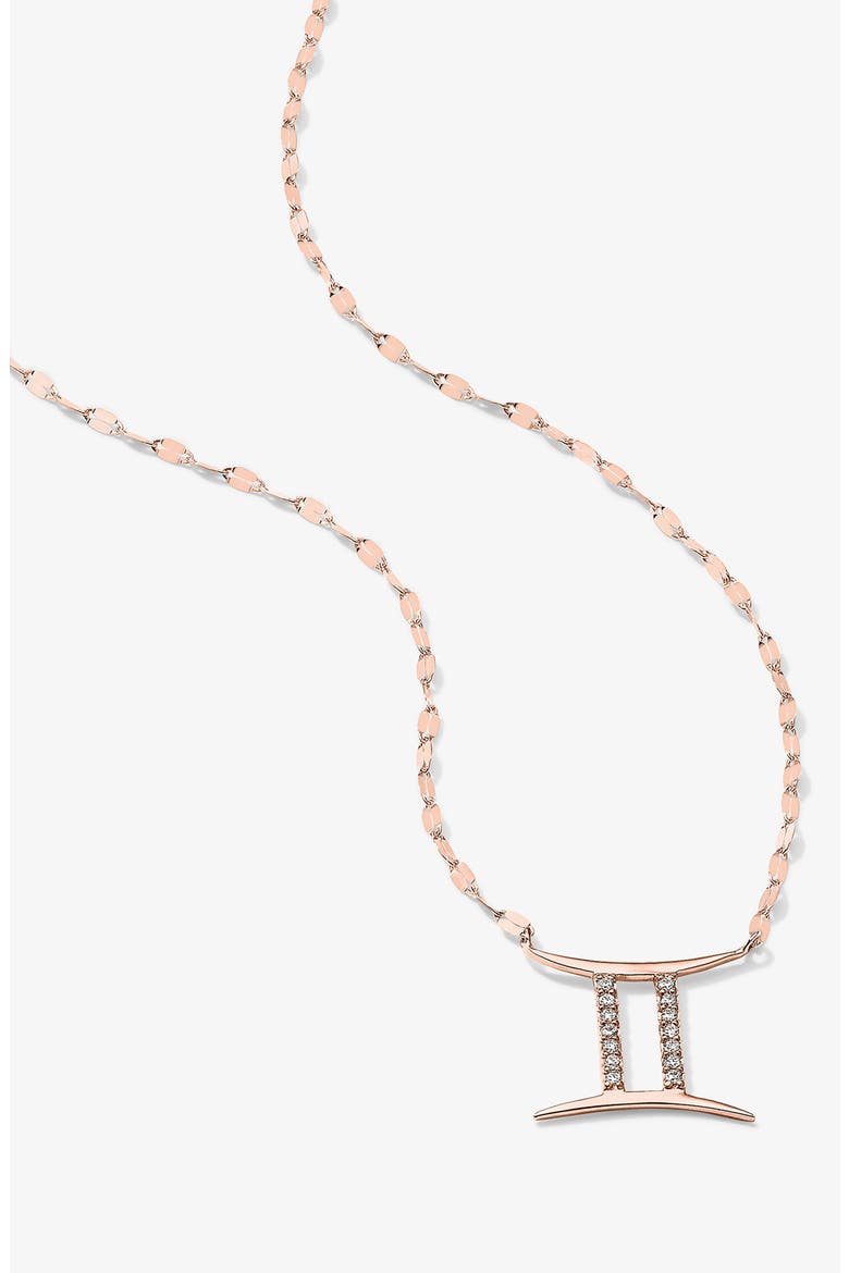14K Rose Gold Diamond Zodiac Gemini Pendant Necklace - 0.112ct., Alternate, color, ROSE