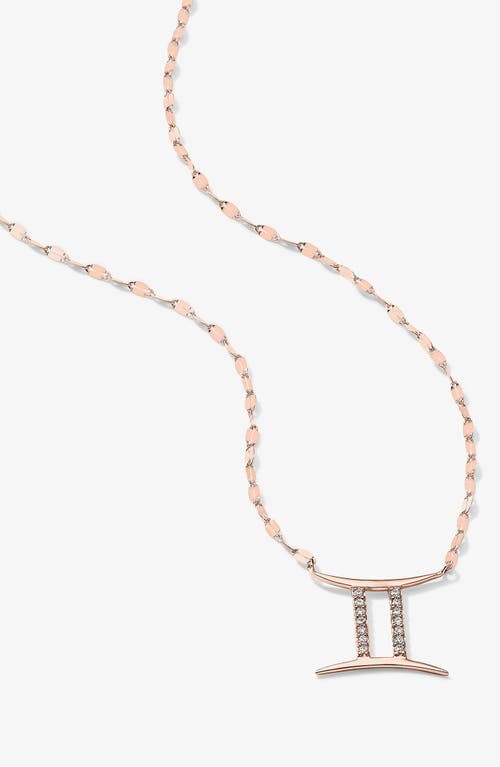Lana 14k Rose Gold Diamond Zodiac Gemini Pendant Necklace In Gold