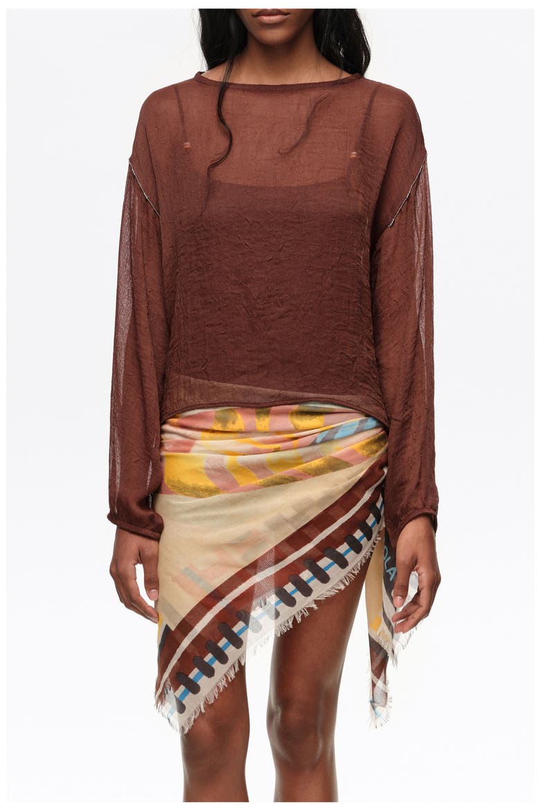 Boxy Sweater With Metallic Beads, Main, color, BROWN