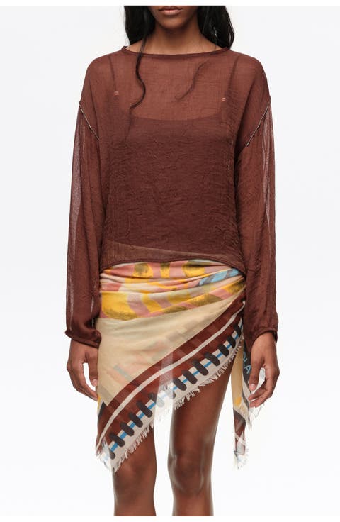Boxy Sweater With Metallic Beads