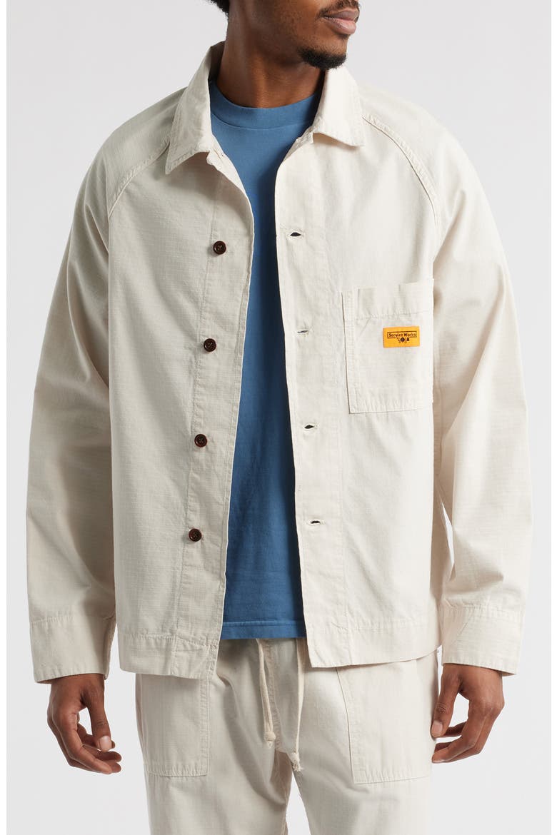 Organic Cotton Ripstop Front of House Jacket, Main, color, BONE
