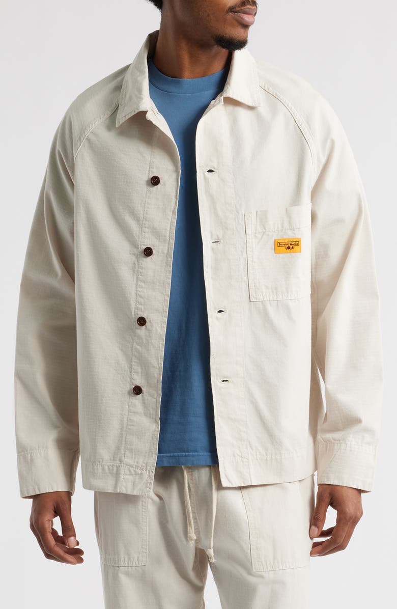 Service Works Organic Cotton Ripstop Front of House Jacket, Main, color, Bone
