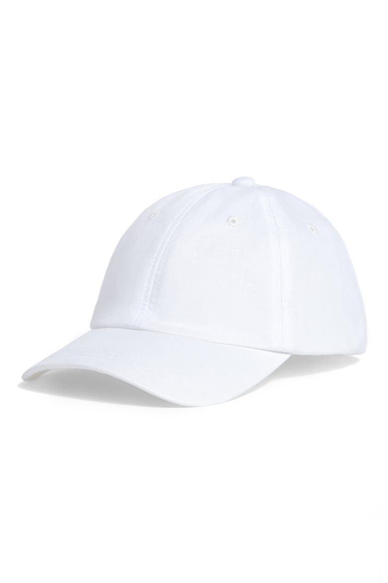 Linen & Cotton Blend Baseball Cap, Main, color, WHITE