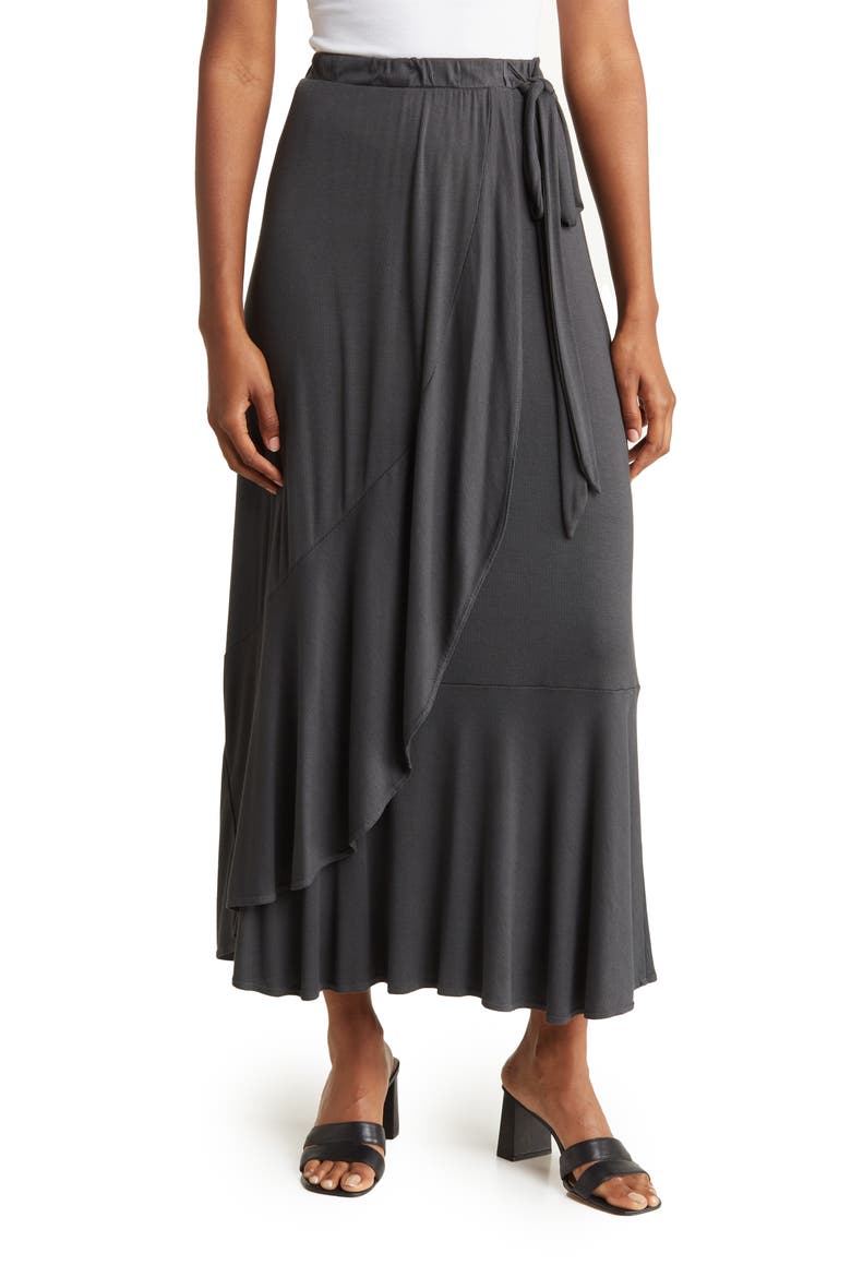 Wrap Midi Skirt, Main, color, CHARCOAL