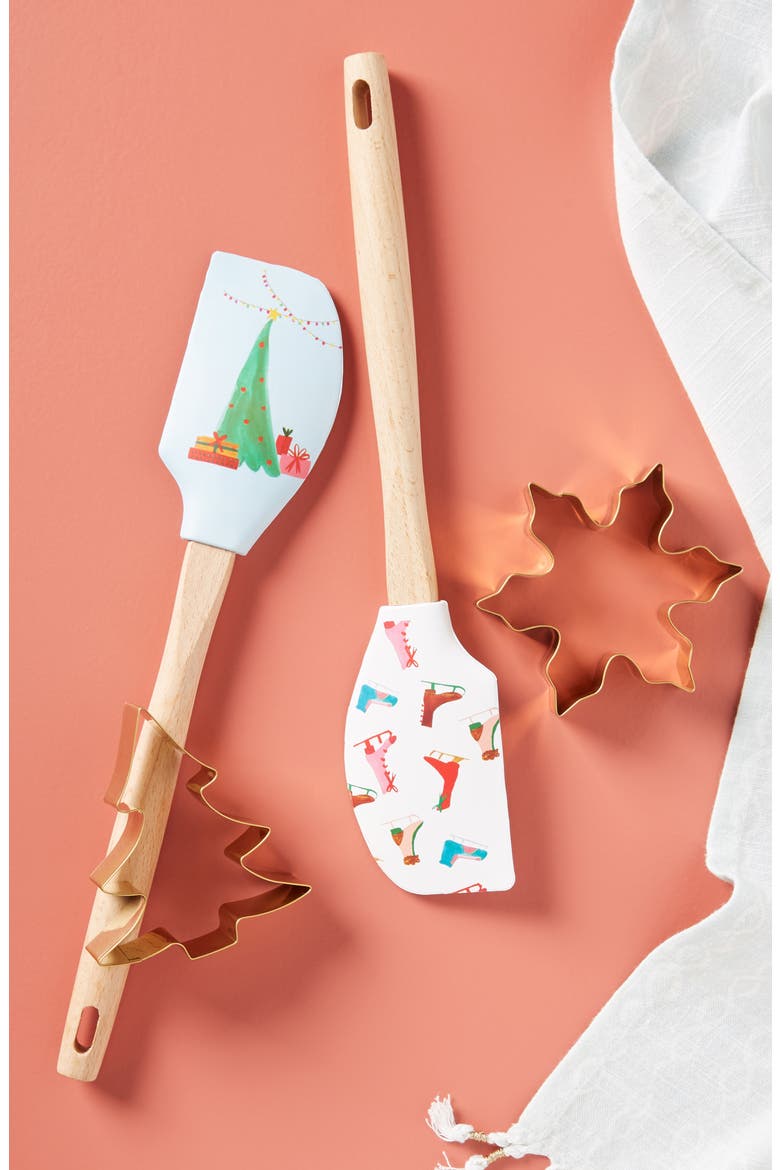 Anthropologie Print Spatula with Stainless Steel Cookie Cutter, Main, color, TREE