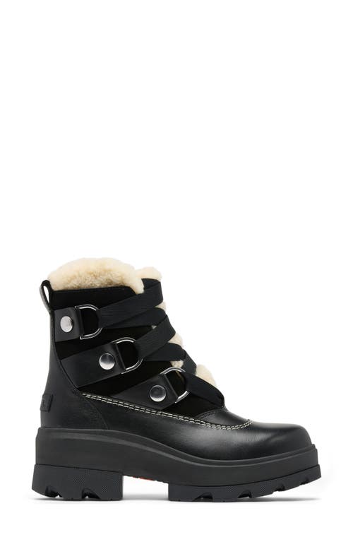 Sorel Joan Frwd Cozy Genuine Shearling Trim Waterproof Boot In Black