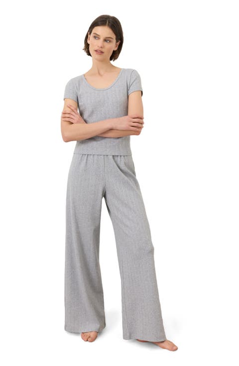 Organic Cotton Pointelle Wide Leg Pant