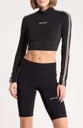 Palm Angels Mock Neck Long Sleeve Crop Top