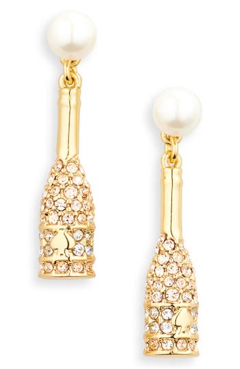 Kate Spade New York Winter Carnival Champagne Drop Earrings In Gold/faux Pearl