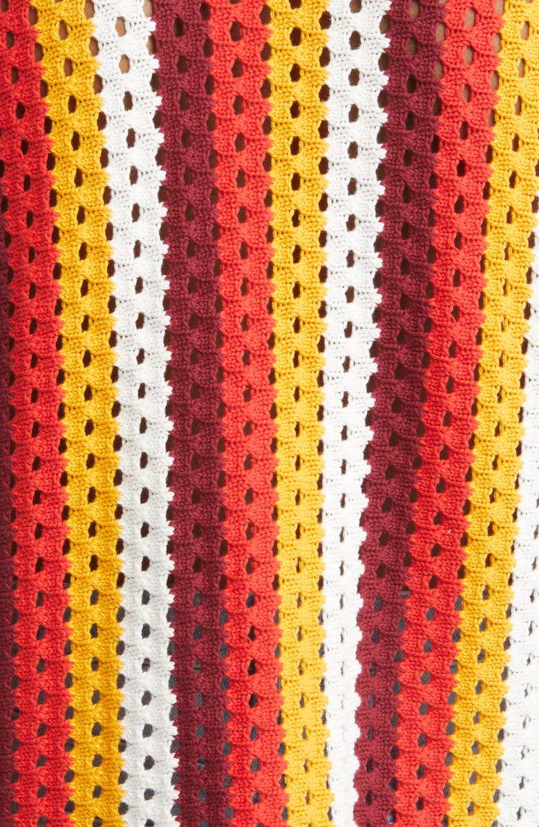 Native Youth Stripe Crochet Short Sleeve Cotton Cardigan, Alternate, color,