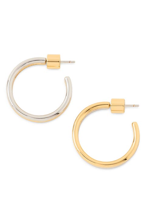 2-Tone Thread Hoop Earrings