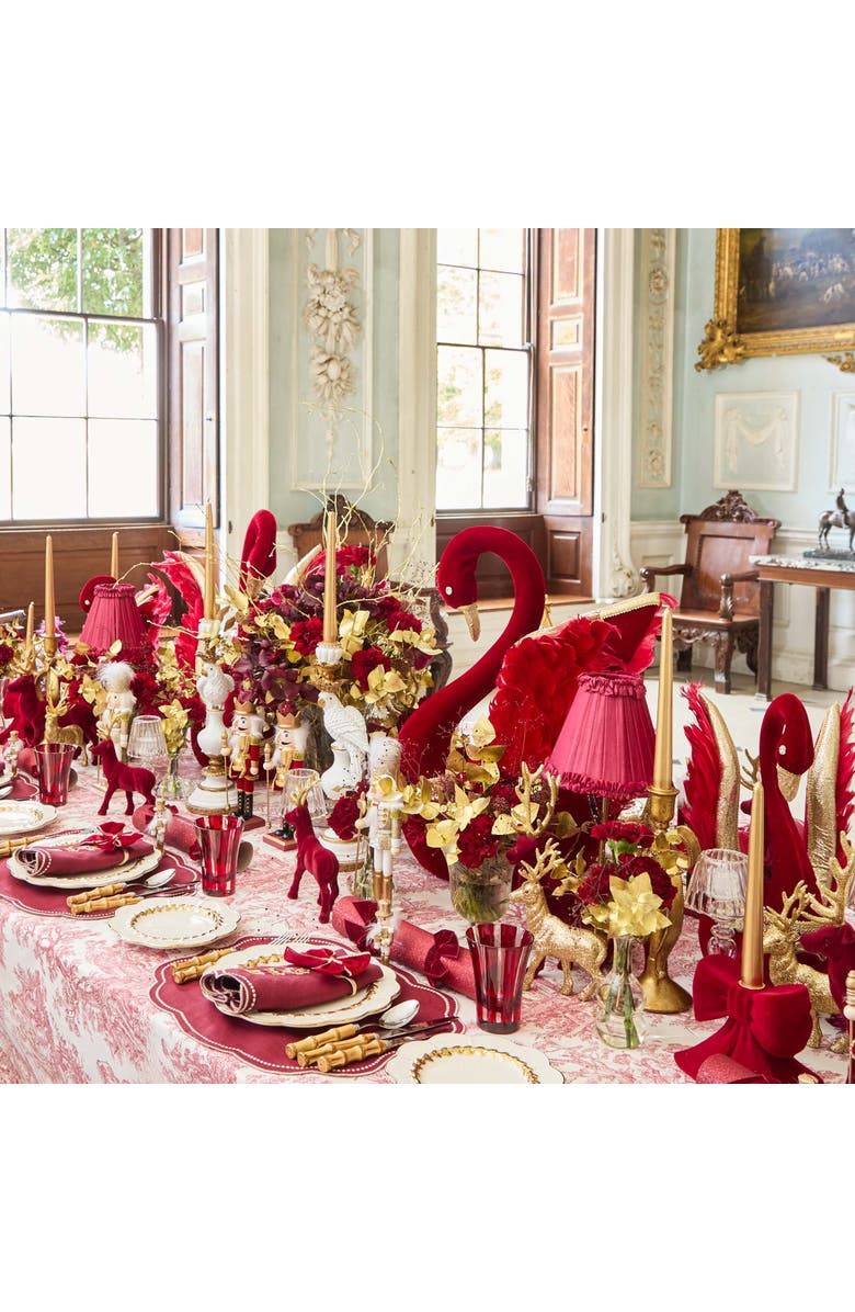 Mrs. Alice Burgundy Frilled Silk Lampshade, Alternate, color, Red