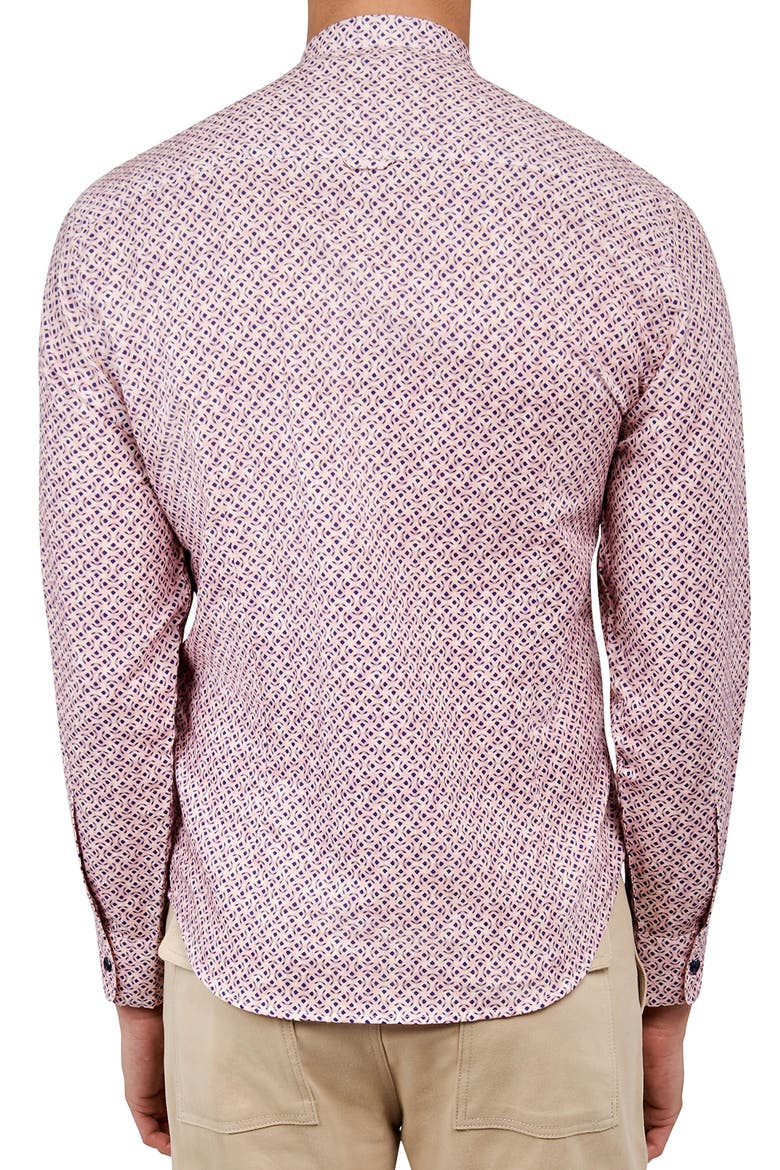 Dumbo Geometric Print Long Sleeve Mandarin Collar Shirt, Alternate, color, NAVY/ PINK