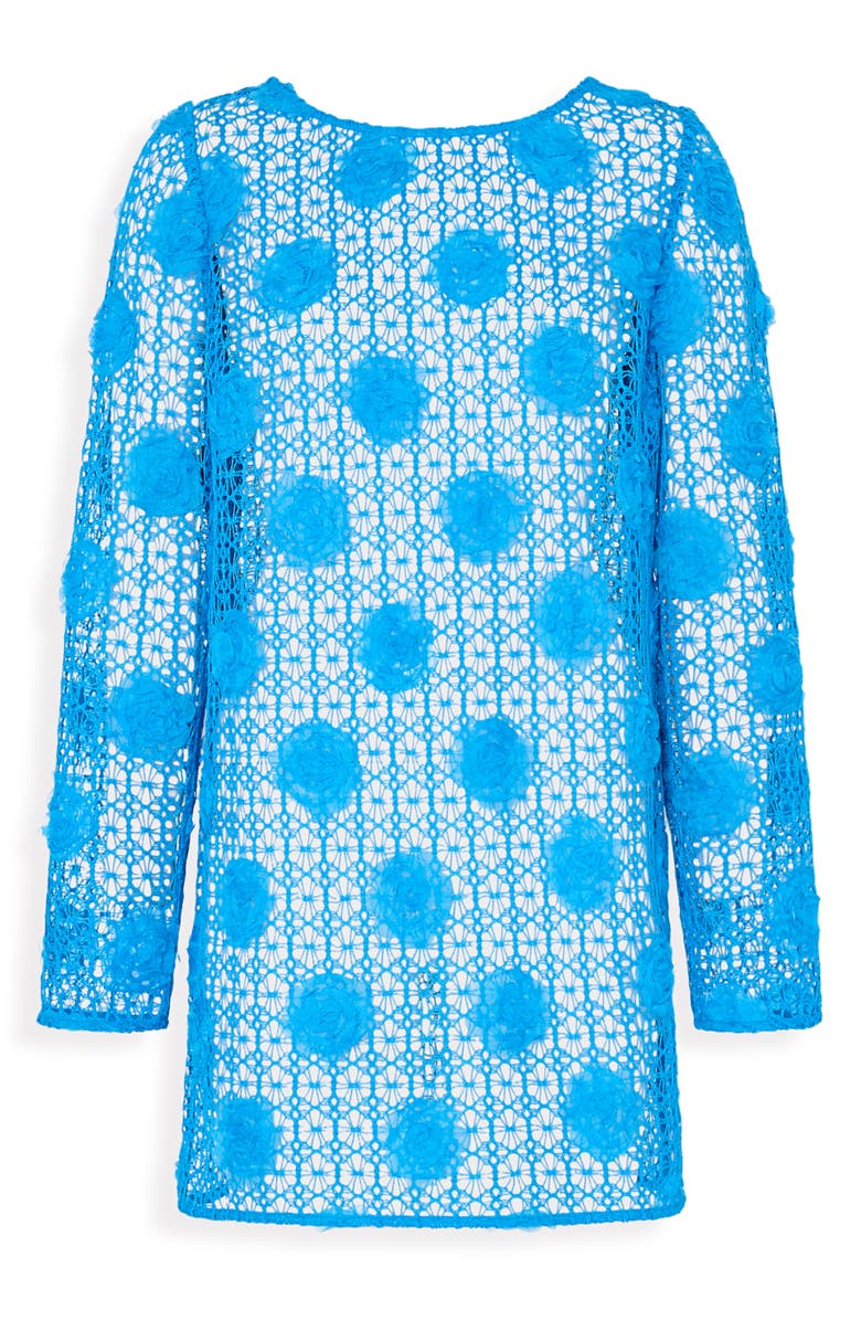Milly 3D Knit Mesh Cover-Up Dress, Alternate, color, Blue