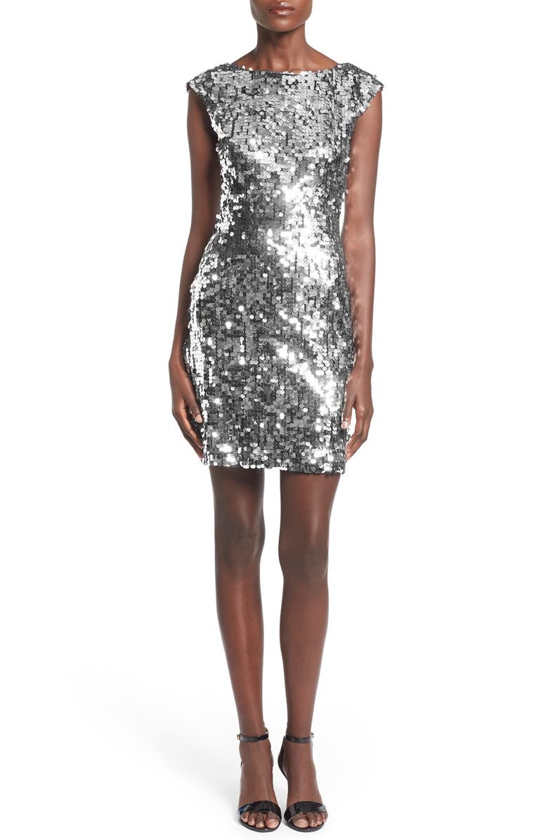 Speechless Sequin Cap Sleeve Body-Con Dress, Main, color,