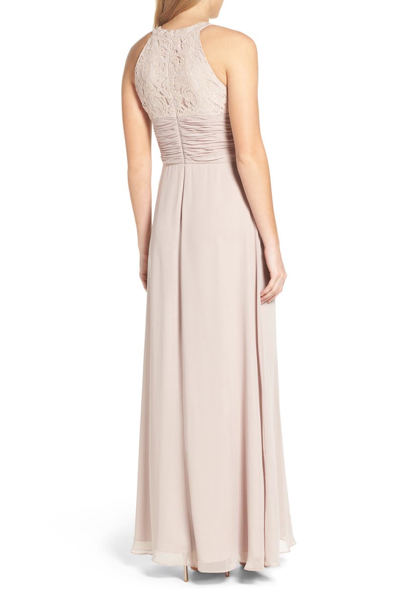 Beaded Lace & Chiffon Gown, Alternate, color, CHAMPAGNE