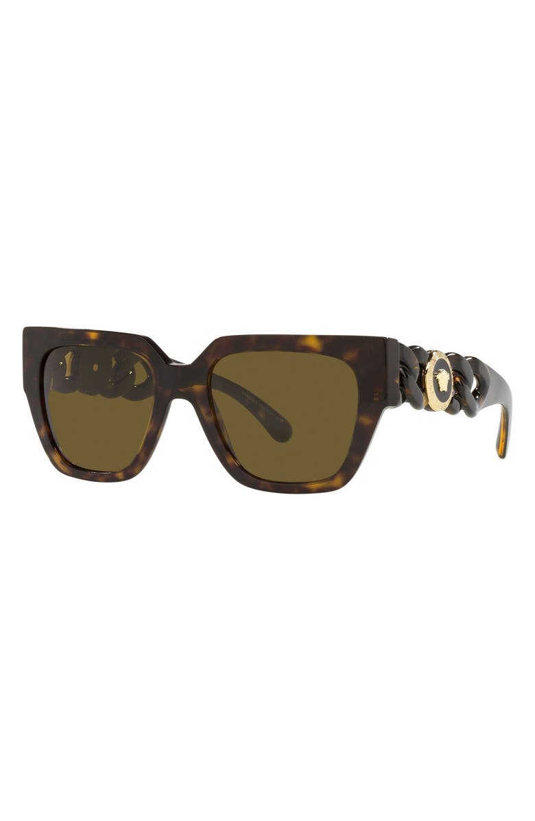 Versace 53mm Square Sunglasses, Alternate, color, Dark Havana / Dark Brown