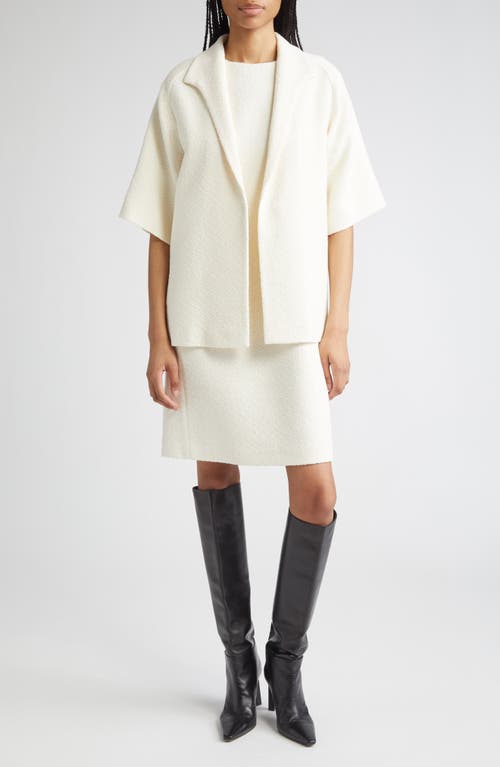 Lafayette 148 New York Wing Collar Short Sleeve Bouclé Jacket In Neutral