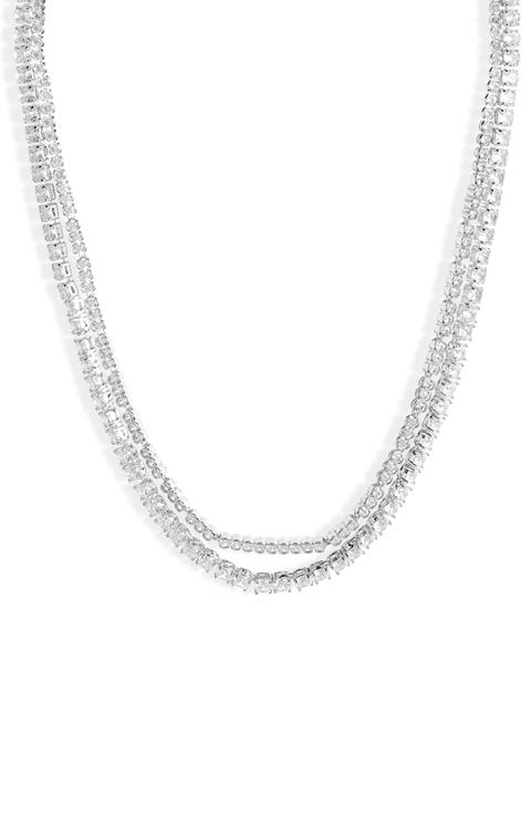Cubic Zirconia Double Strand Tennis Necklace