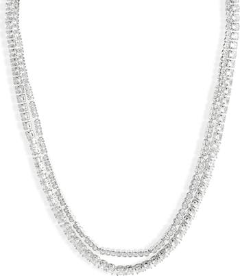 Cubic Zirconia Double Strand Tennis Necklace