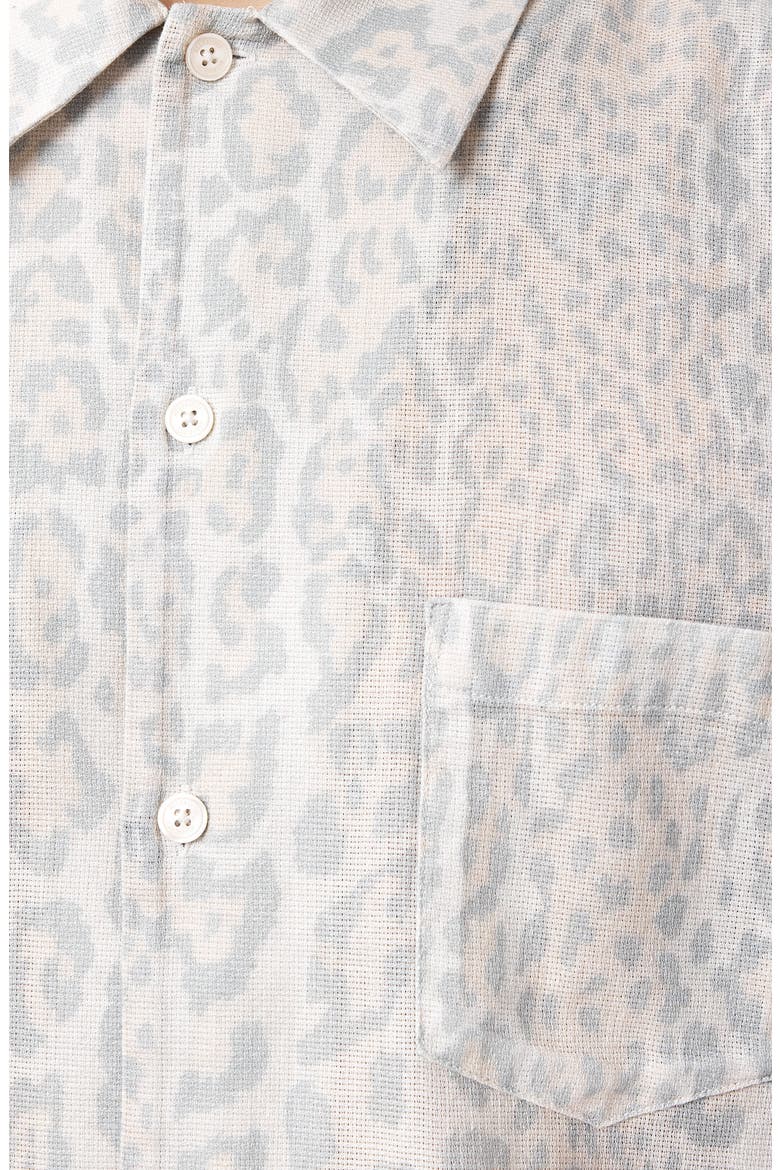 Cruz Leopard Print Linen & Cotton Button-Up Shirt, Alternate, color, CANDY YELLOW