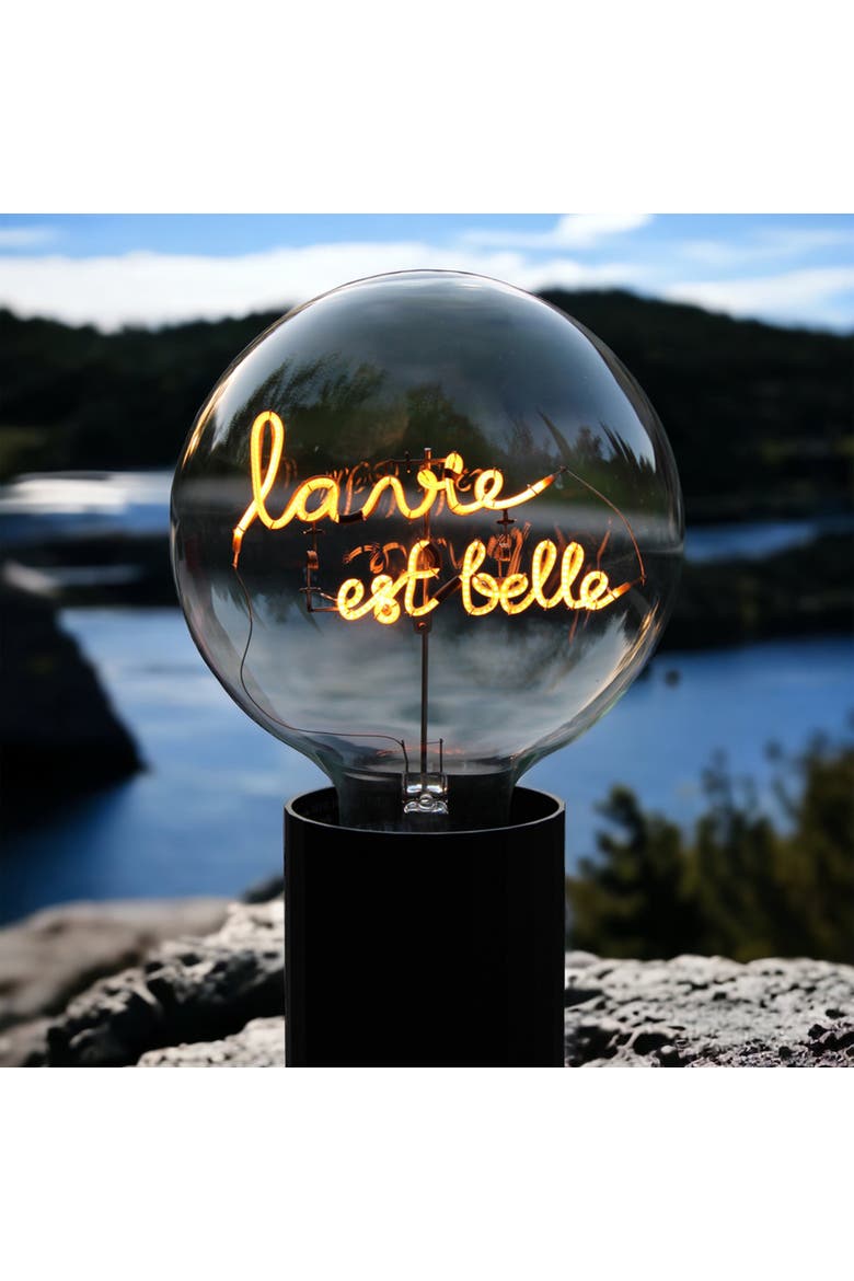 La Vie Est Belle Portable Table Lamp, Alternate, color, Black