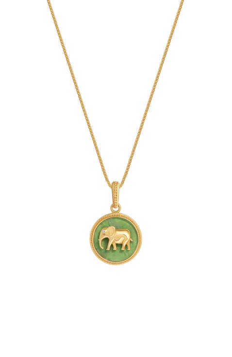 Tranquil Guardian Jade Elephant Necklace