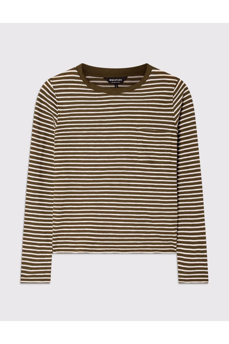 Stripe Crew Neck Pocket Top, Alternate, color, Khaki/Multi