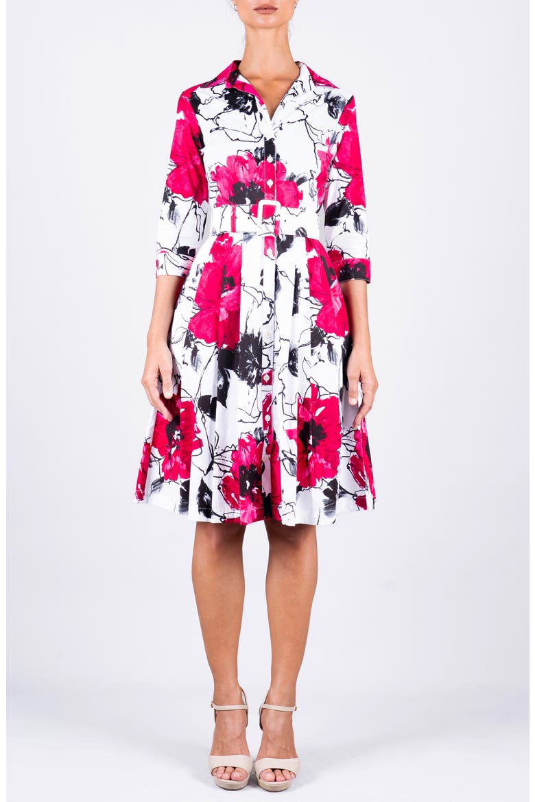 Pleated Stretch Audrey Shirtdress, Main, color, Fiori