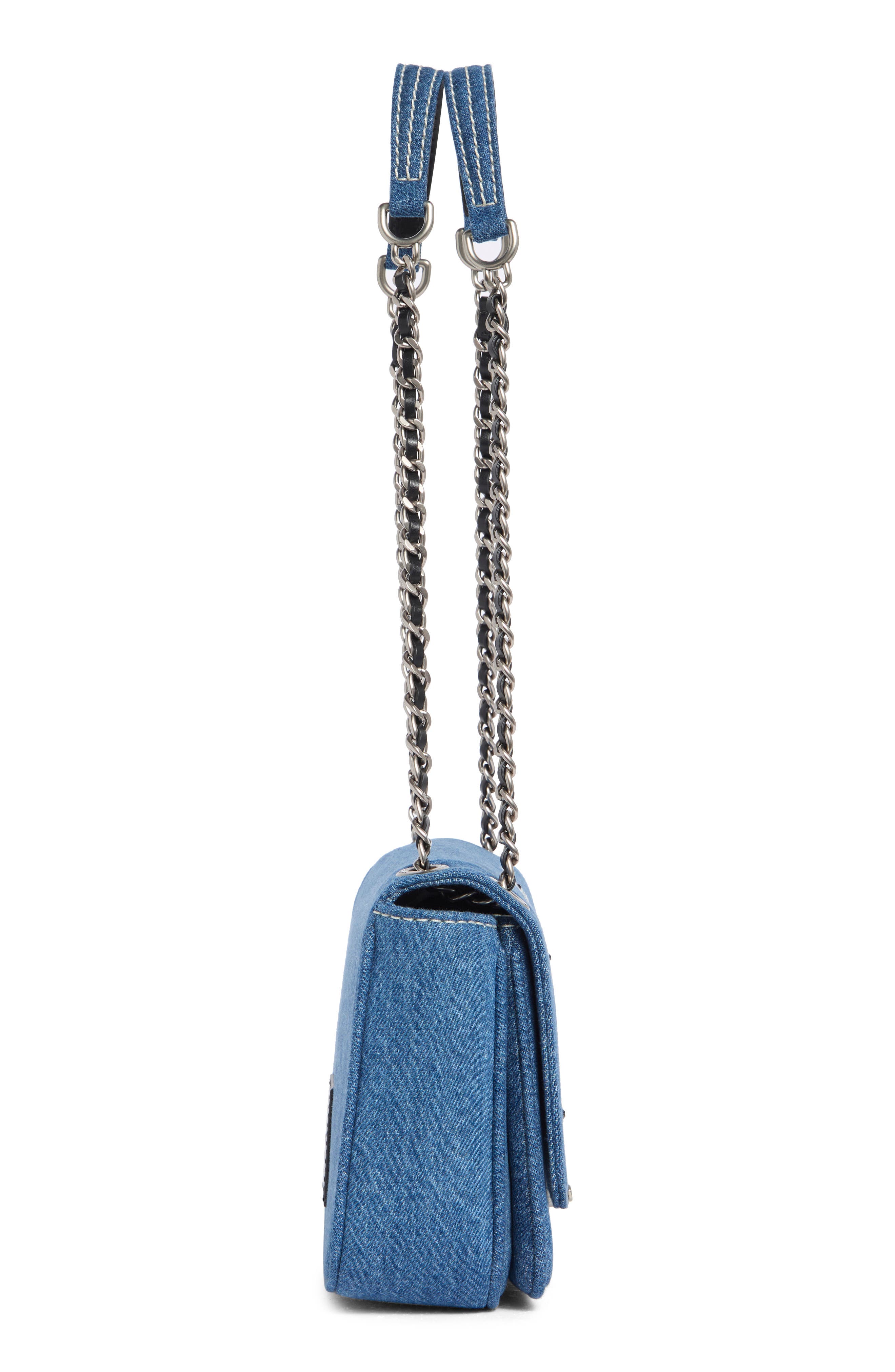 Denim Sequin Daisy Shoulder Bag, Alternate, color, MEDIUM DENIM