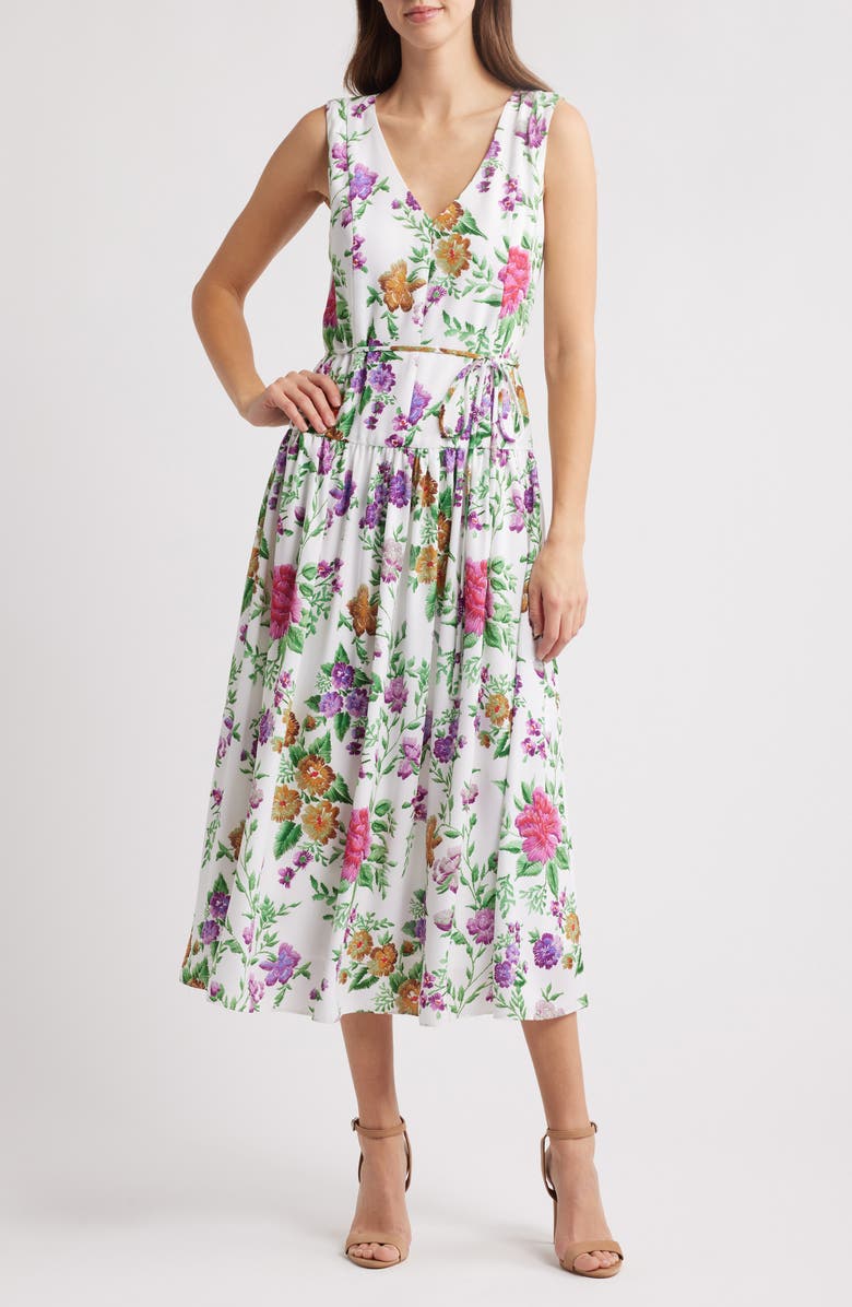 Julia Jordan Floral Sleeveless Midi Dress, Main, color,