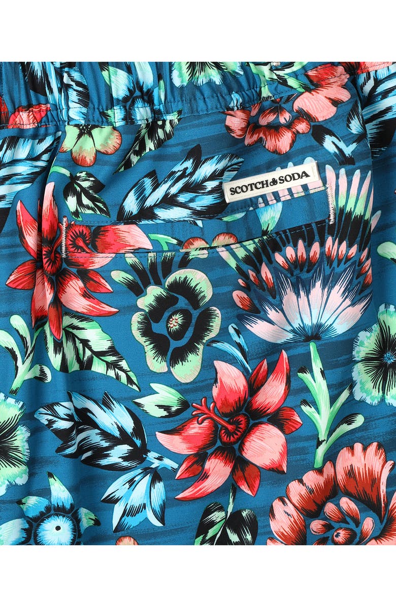 Scotch & Soda Full Bloom Swim Trunks, Alternate, color, Lyons Blue