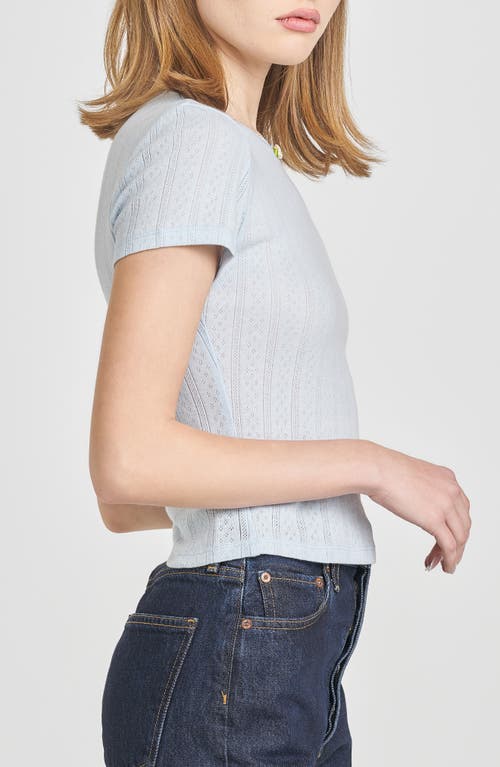 Wayf Anna Pointelle Cotton T-shirt In Blue
