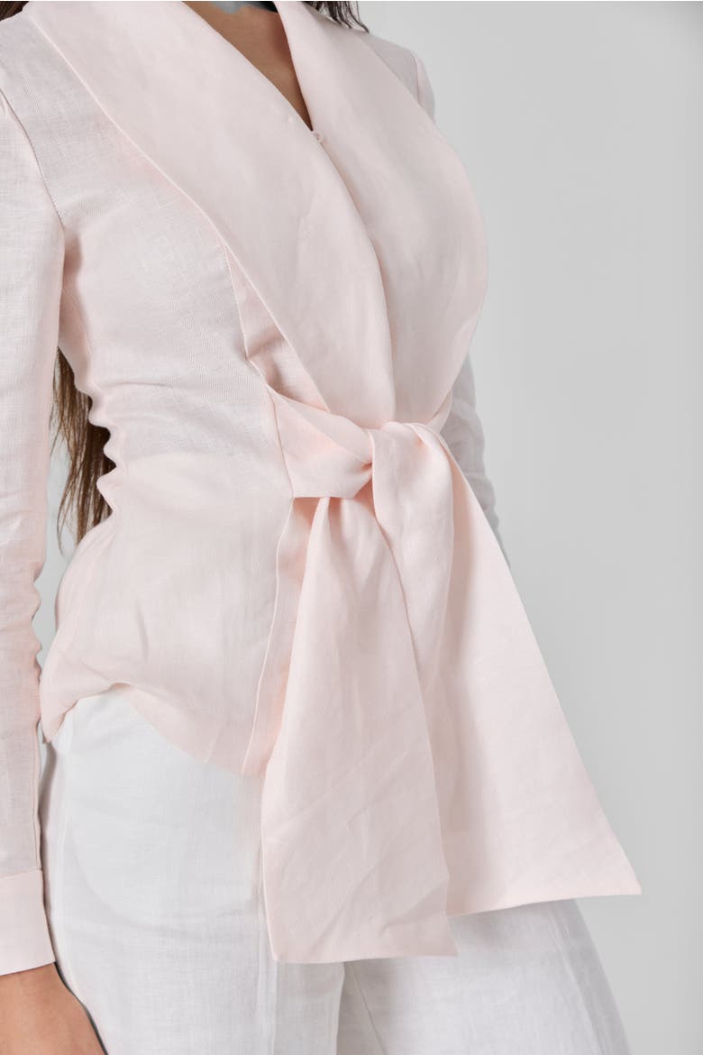 Linen Waist Tie Shirt, Alternate, color, Light Pink
