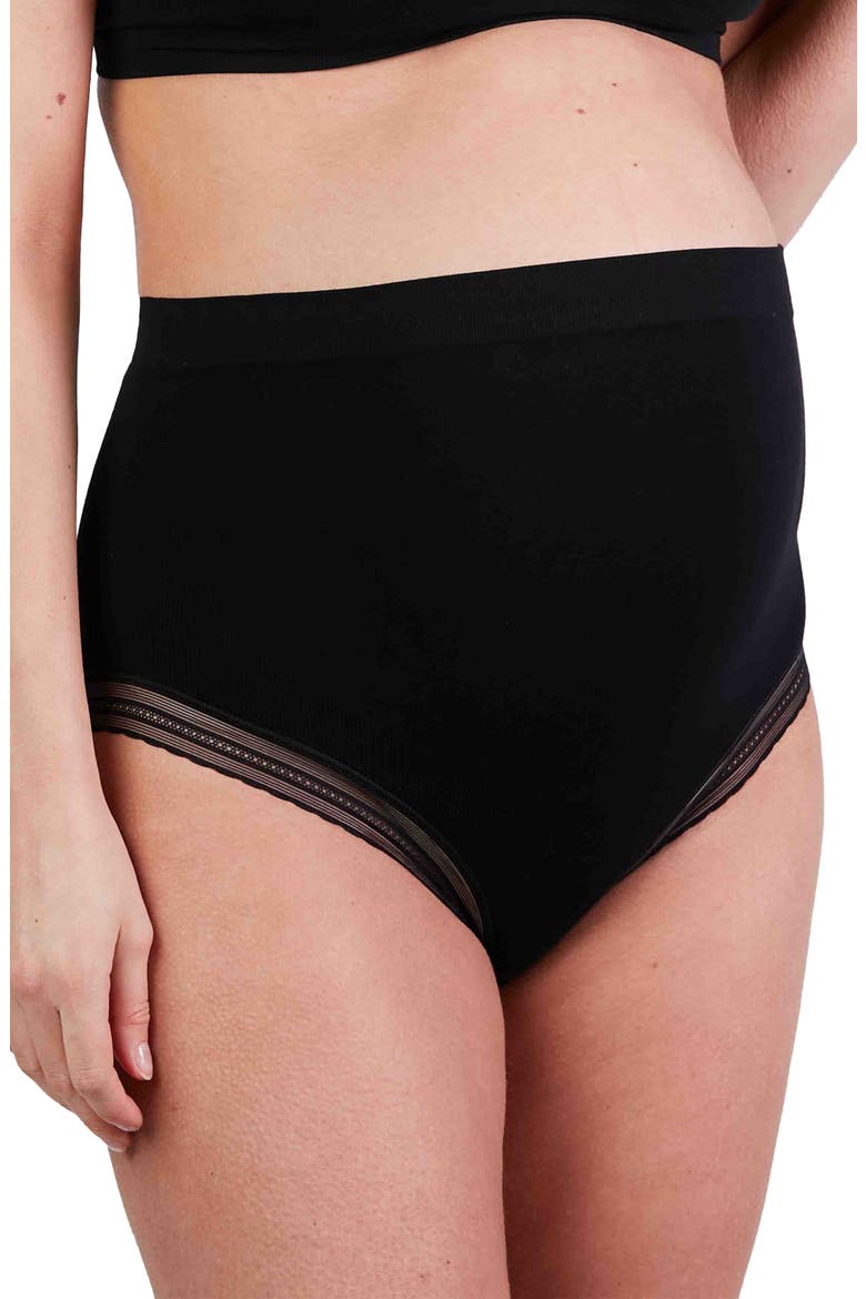 Milk Seamless High Waist Maternity Briefs, Main, color, BLACK