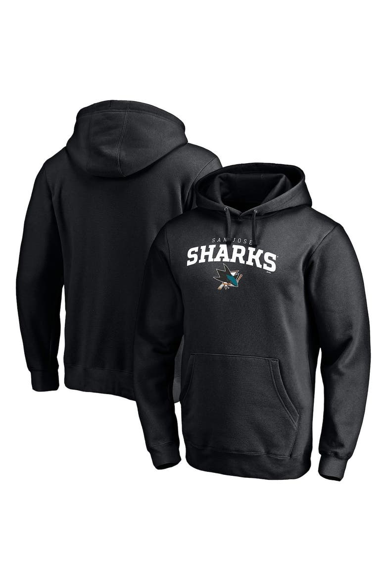 Men's Fanatics Branded Black San Jose Sharks Team Lockup Fitted Pullover Hoodie, Main, color, Black