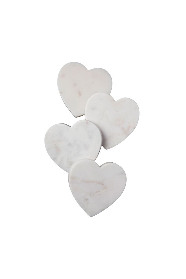 Marble Heart Coasters - Set of 4, Main, color, White