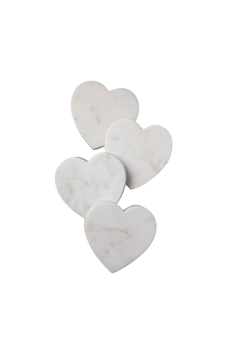 Be Home Marble Heart Coasters - Set of 4, Main, color, White