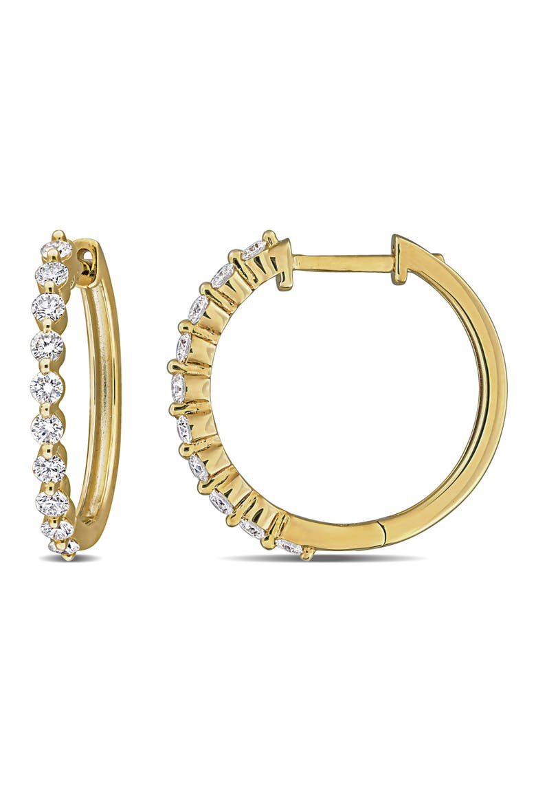 Lab-Grown Diamond Hoop Earrings, Main, color, Yellow Plated Sterling Silver