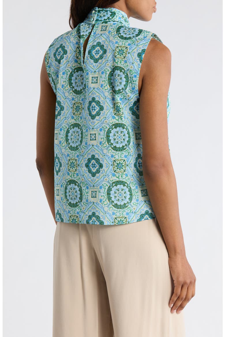 Allie Bow Neck Sleeveless Cotton Top, Alternate, color, BLUE MEDALLION