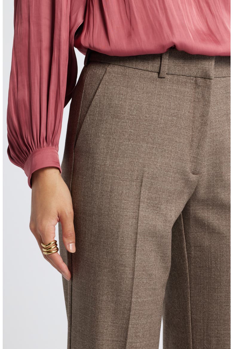 Textured Straight Leg Trousers, Alternate, color, BROWN MELANGE