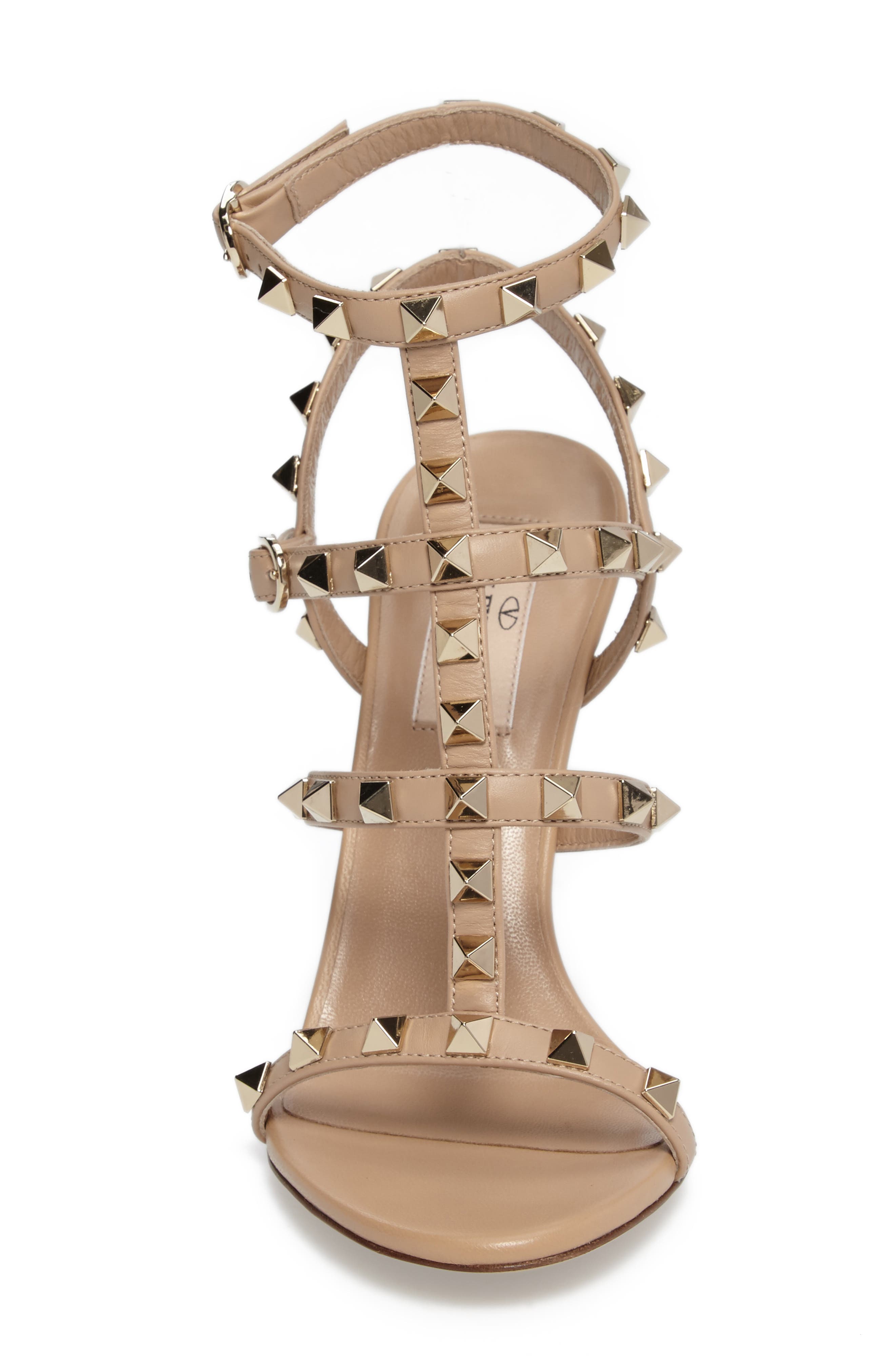 'Rockstud' Ankle Strap Sandal, Alternate, color, CAMEL ROSE