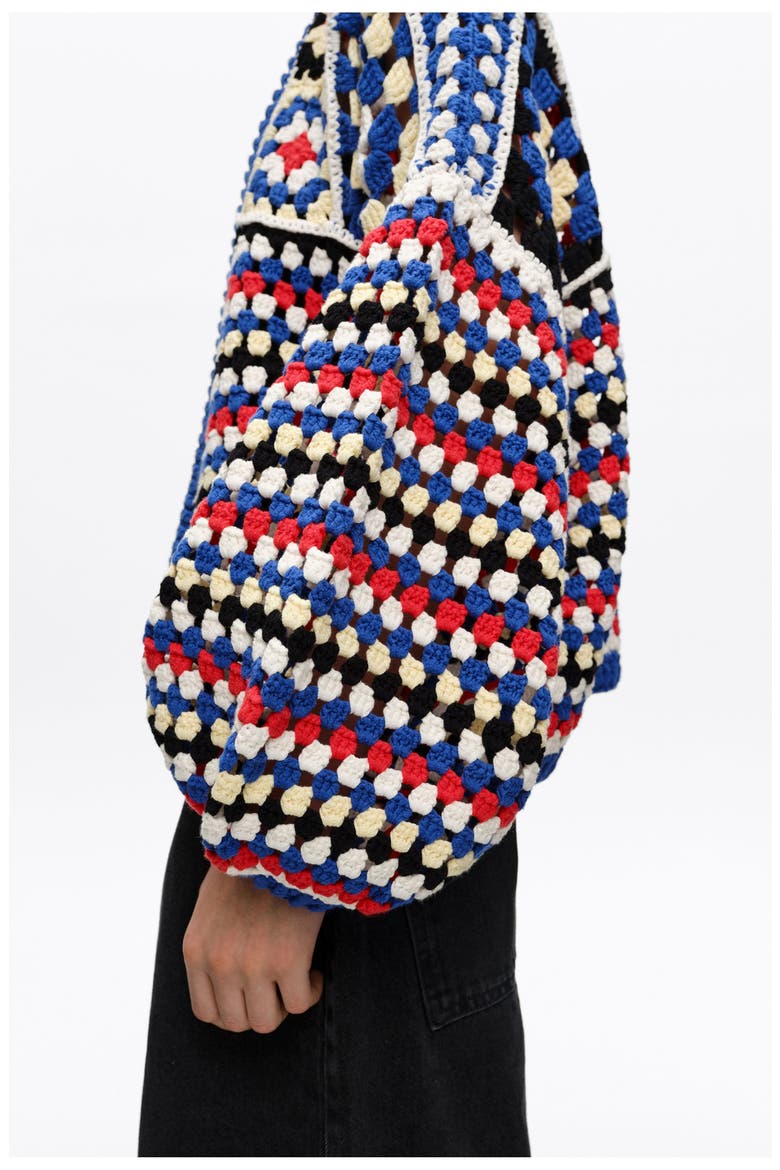 Crochet Balloon Cardigan, Alternate, color, BLUE