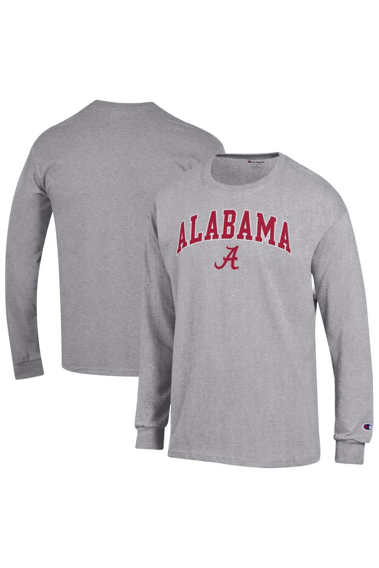Men's Champion  Heather Gray Alabama Crimson Tide Arch Over Logo Long Sleeve T-Shirt, Alternate, color, Heather Gray